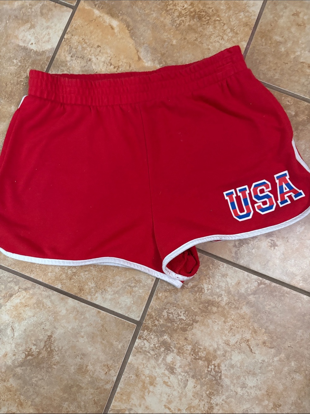 Mighty Fine Red Women's Athletic Shorts with USA Logo